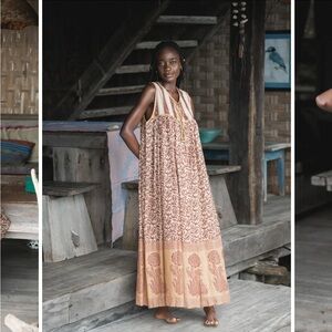 Daughters of India Brown and Cream Maxi Dress